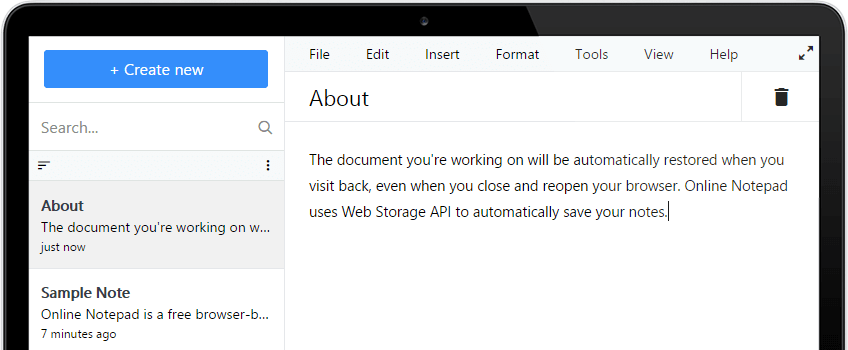 Usseo Online Notepad Screenshot