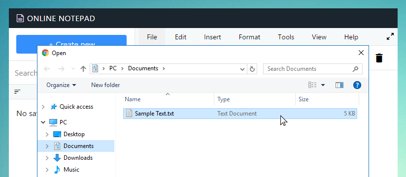 Open file dialog in Usseo